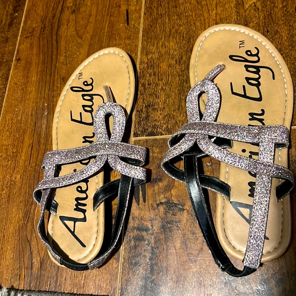 Women’s Sandals, American Eagle from Payless, multi glitter, size 5
